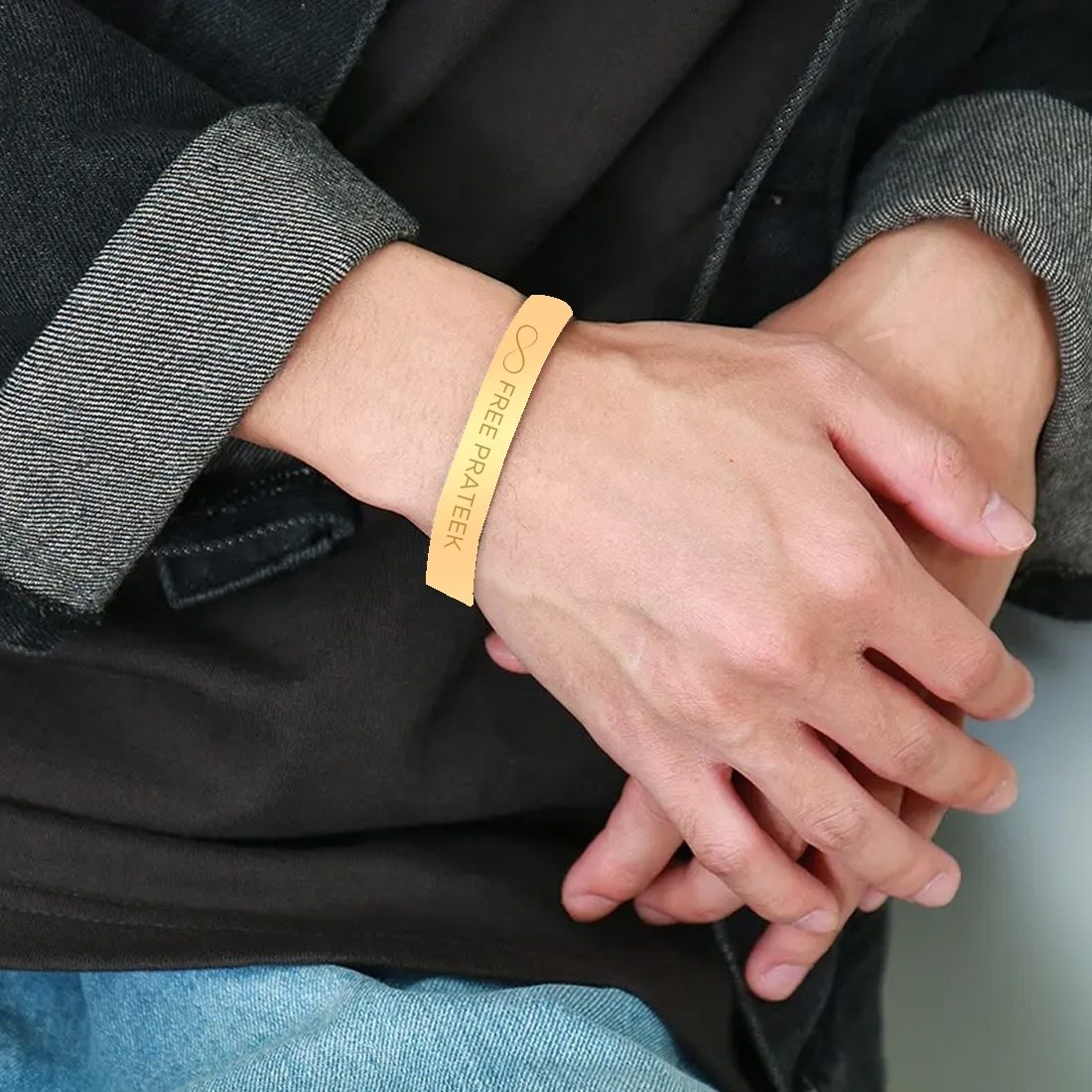 Men's personalized bracelet with lava and hematite beads - braceletsforever
